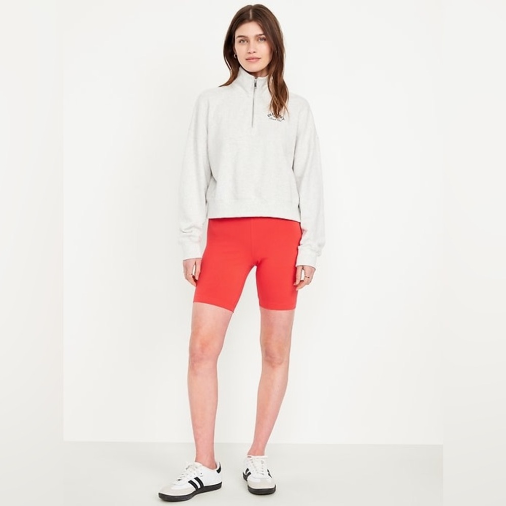 Old Navy | Bright Coral High-Waisted Biker Shorts